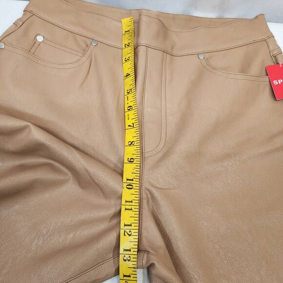 Spanx Faux Leather Slim Straight Pants Toffee Tan Size Large NWT Compression - Picture 4 of 8